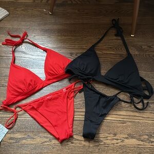 Victoria's Secret Red and Black Bikini Swimwear